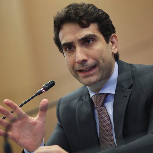 `Presidente do Banco Central, Gabriel Galípolo, durante entrevista coletiva em Brasília 27/03/2...