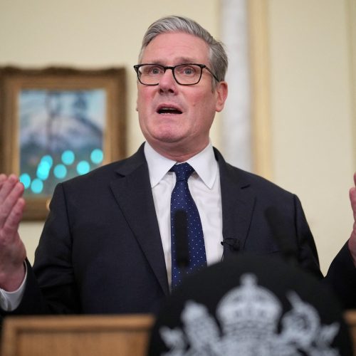 Primeiro-ministro do Reino Unido, Keir Starmer, na residência oficial de Downing Street, em Lond...