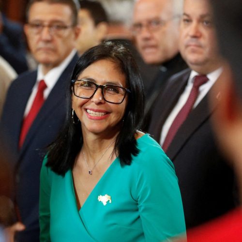 Vice-presidente Delcy Rodríguez participa da cerimônia de posse como presidente interina da Ven...