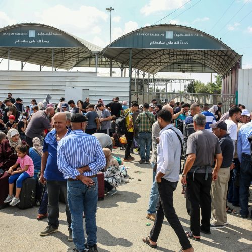 A passagem de Rafah, na fronteira com o Egito, no sul de Gaza, em 16 de outubro de 2023. Israel c...